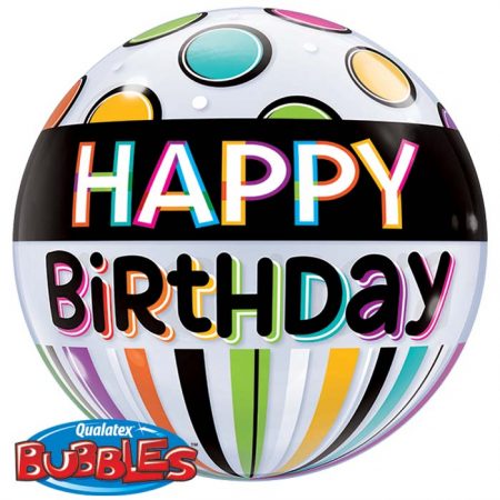 Bubble 22″ 25720 Birthday Black Band & Dots *1b