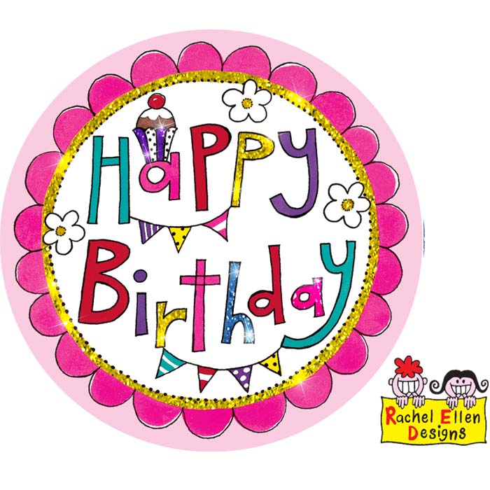 Badge Happy Birthday Perfect Pink * 1ct Ref : 25752