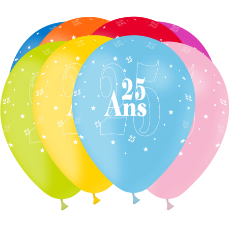10 Ballons Latex HG95 Joyeux Anniversaire Orange - PMS - Abc PMS
