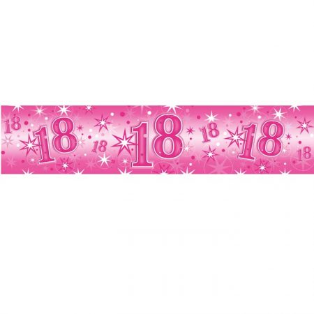 Foil Banner 45558 Age 18 Pink Sparkle *1ct