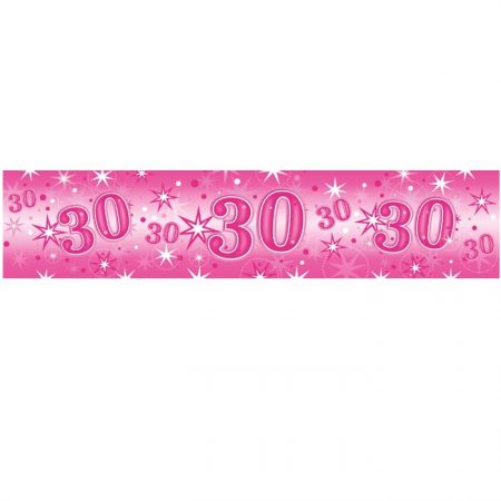 Foil Banner 45561 Age 30 Birthday Pink Sparkle *1ct