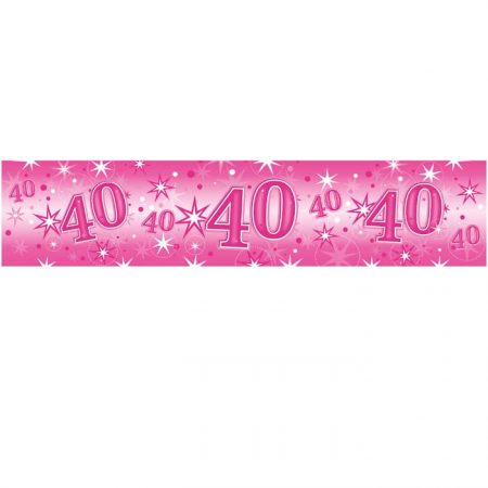 Foil Banner 45562 Age 40 Birthday Pink Sparkle *1ct