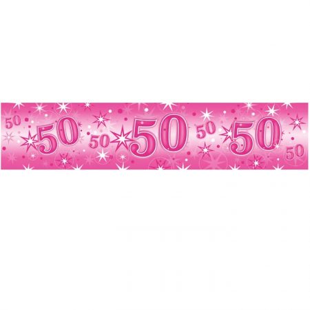 Foil Banner 45563 Age 50 Pink Sparkle *1ct