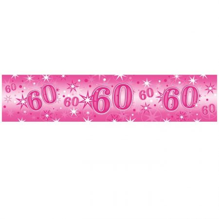 Foil Banner 45564 Age 60 Birthday Pink Sparkle *1ct