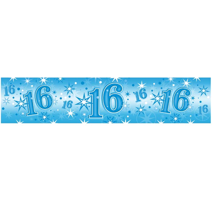 Foil Banner 45566 Age 16 Blue Sparkle *1ct