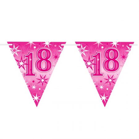 Guirlande Drapeaux 45578 Age 18 Birthday Pink Sparkle *1ct