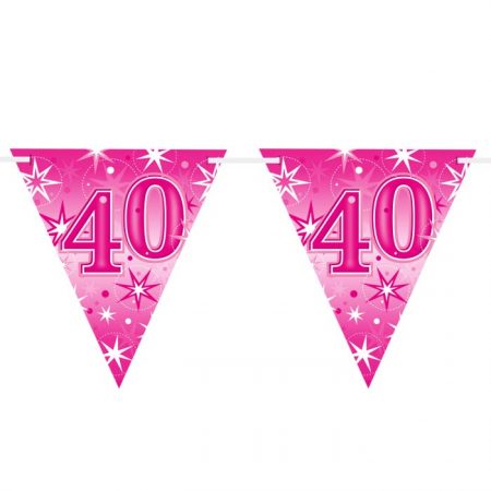Guirlande Drapeaux 45582 Age 40 Pink Sparkle *1ct