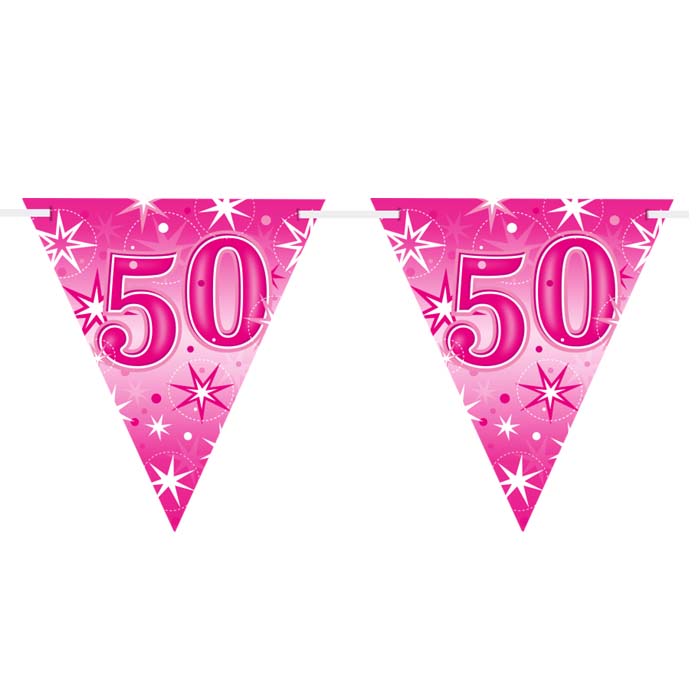 Guirlande Drapeaux 45583 Age 50 Birthday Pink Sparkle *1ct