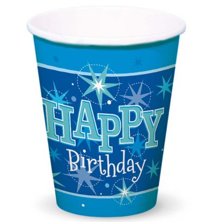 Gobelet Carton 45622 Happy Birthday Blue Sparkle *8ct