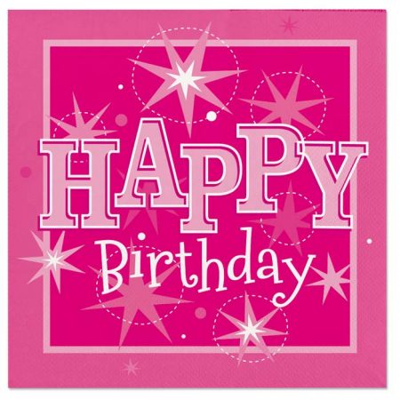 Serviette de table 45623 Happy Birthday Pink Sparkle *20ct