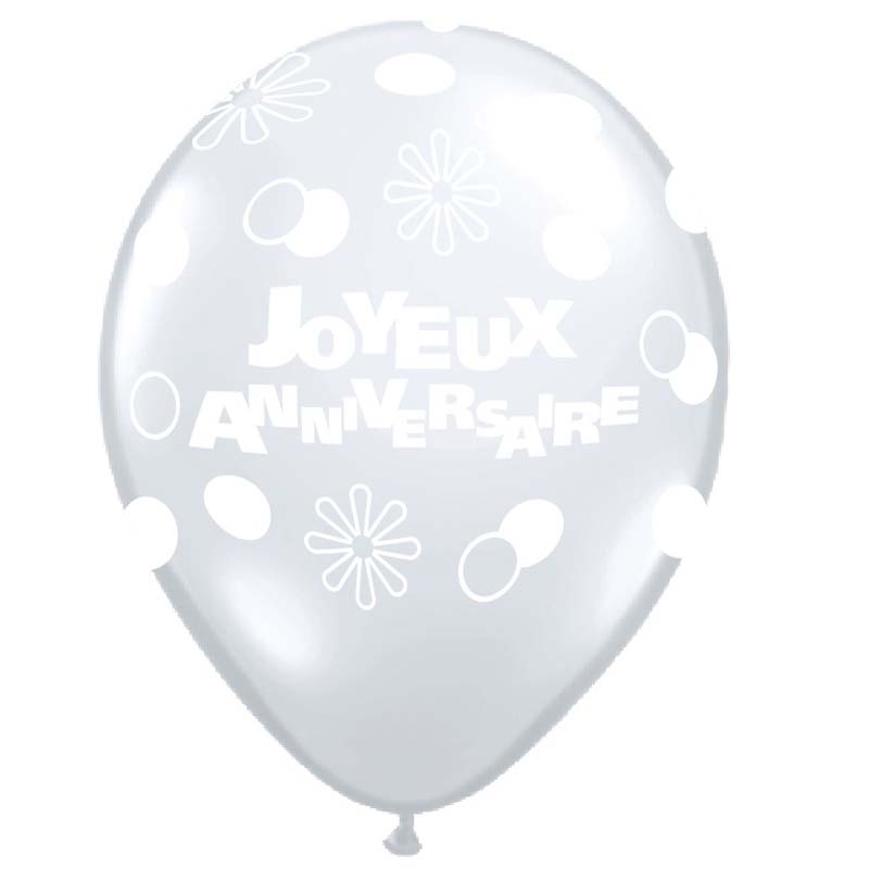 50 Ballons 11 Joyeux Anniversaire Pols Circles Diamond Clear Qualatex Abc Pms