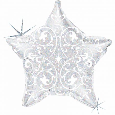Ballon Aluminium 21″ Filigree Silver Star – Grabo