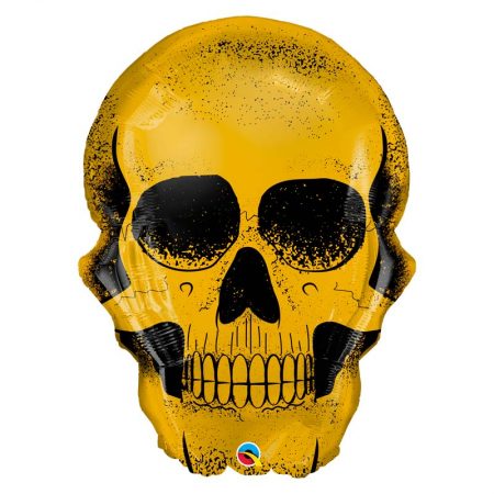 Ballon Aluminium 36" - Golden Skull - Qualatex