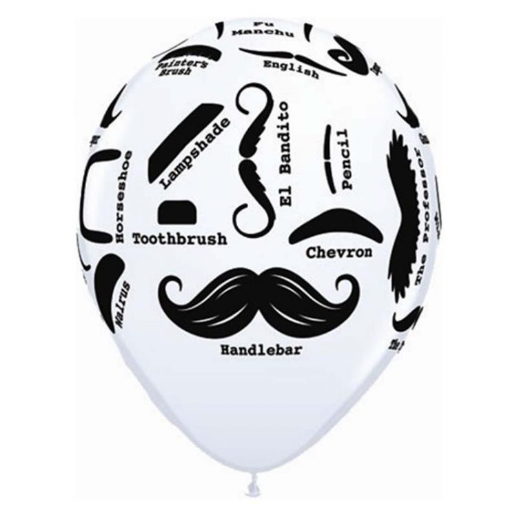 25 Ballons Latex 11" - Mustache Styles - Qualatex