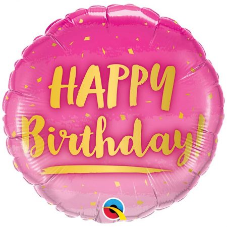 Ballon Aluminium 18" - Birthday Gold & Pink - Qualatex