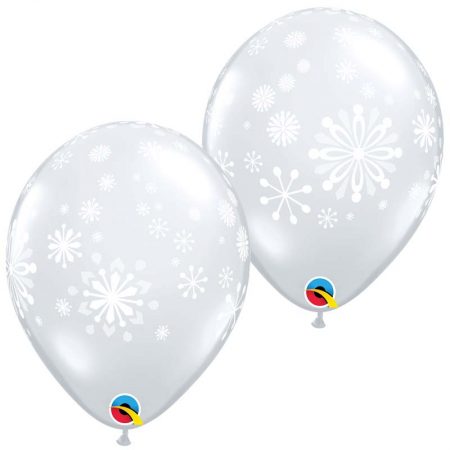 25 Ballons Latex 11" - Contemporary Snowflakes Diamond Clear - Qualatex