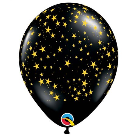 25 Ballons Latex 11" - Stars-A-Round ( Gold ) - Qualatex