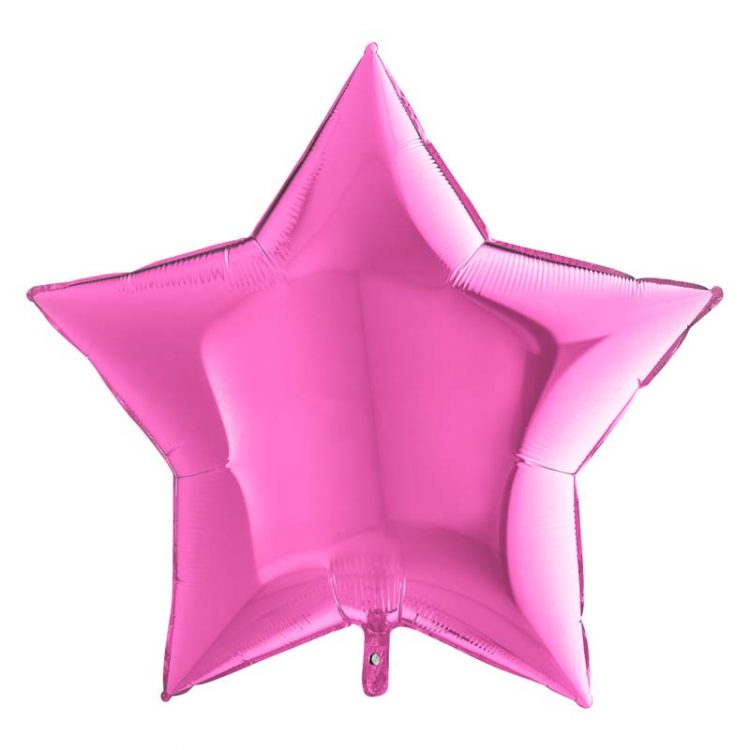 Ballon Aluminium 18″ Étoile Fuchsia / Emballé – Grabo