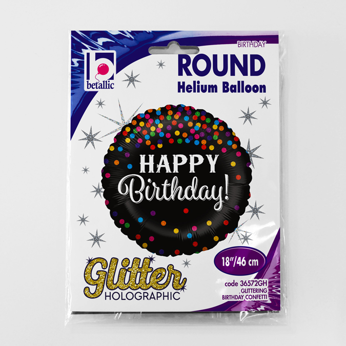 Ballon Aluminium 18″ Joyeux Anniversaire Confetti – Grabo - Abc PMS