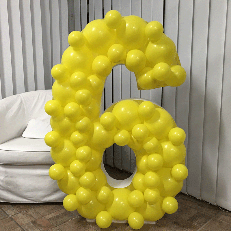 Ballon chiffre couleur or - Numéro 6 - 38 cm