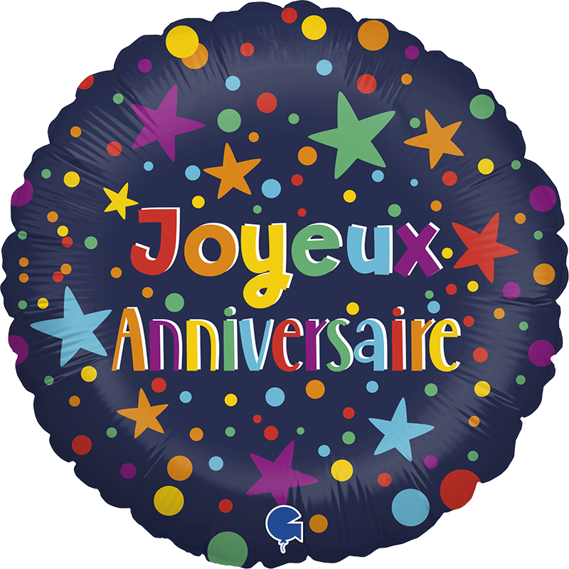 Ballon Aluminium 18 Joyeux Anniversaire Bleu Marine Grabo Abc Pms