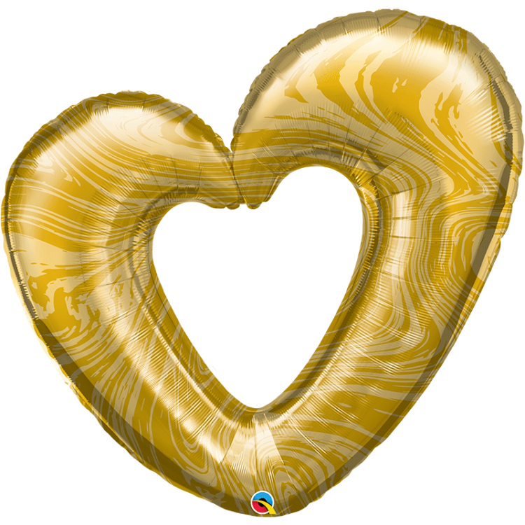Ballon Aluminium 42" Open Marble Heart Gold