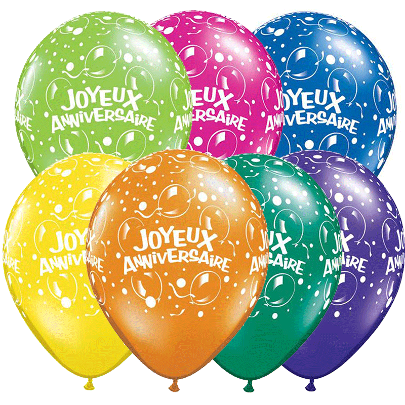 10 ballons de couleur ronds Joyeux anniversaire