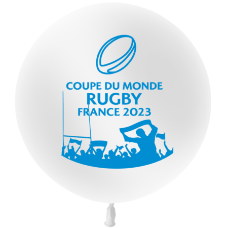 Ballon 60cm Coupe du Monde Rugby Blanc HELIUM - PMS