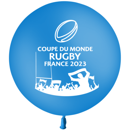 Ballon 60cm Coupe du Monde Rugby Bleu HELIUM - PMS