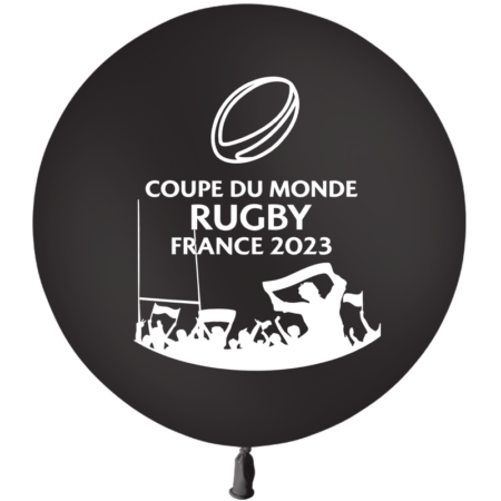 Ballon 60cm Coupe du Monde Rugby Noir HELIUM - PMS