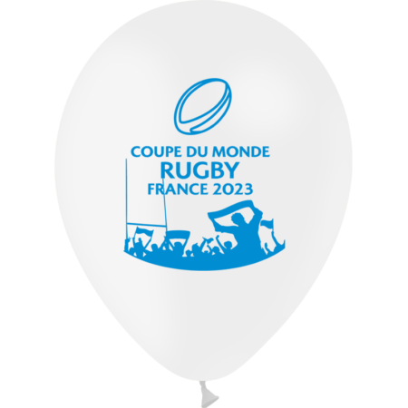 10 Ballons 12" Coupe du Monde Rugby Blanc - PMS