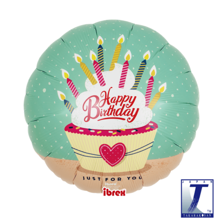 Ballon Aluminium 14″ Happy Birthday Cake & Candles – Takarakosan