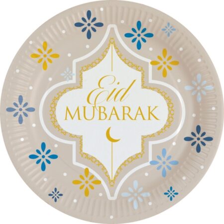 Assiettes Rondes Eid Mubarak Beige