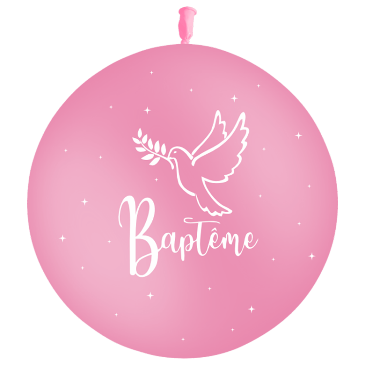 Ballon 86cm Baptême Rose AIR - PMS