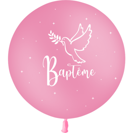 Ballon 86cm Baptême Rose HELIUM - PMS