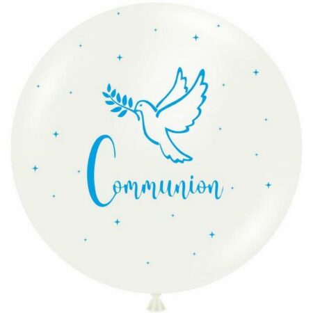 Ballon 60cm Communion Blanc Impression Ciel HELIUM - PMS