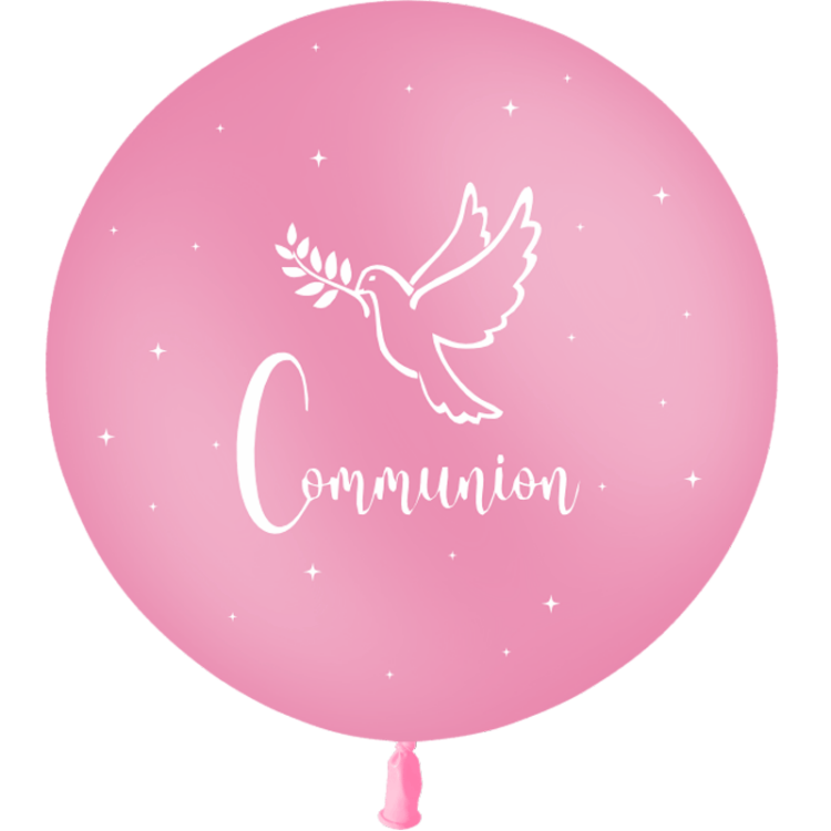 Ballon 60cm Communion Rose HELIUM - PMS