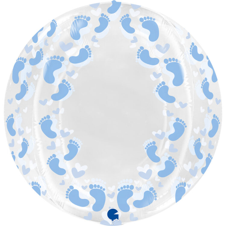Globe Transparent Imprimé Pied Bleu