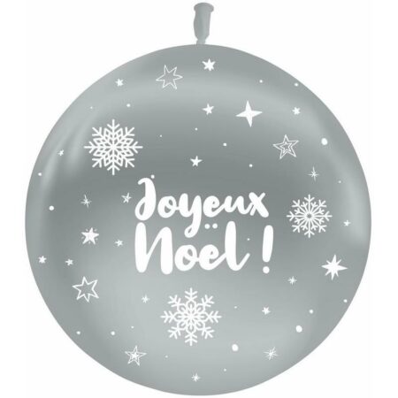 Ballon 60cm Joyeux Noël Argent AIR - PMS