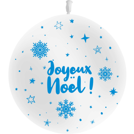 Ballon 60cm Joyeux Noël Métal Blanc AIR - PMS