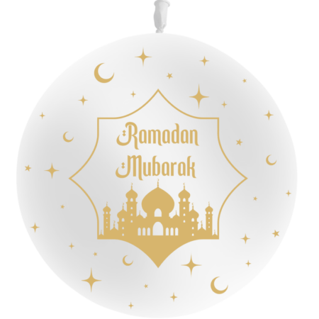 Ballon 60cm Ramadan Mubarak Blanc AIR - PMS