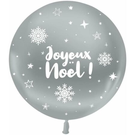 Ballon 60cm Joyeux Noël Argent HELIUM - PMS