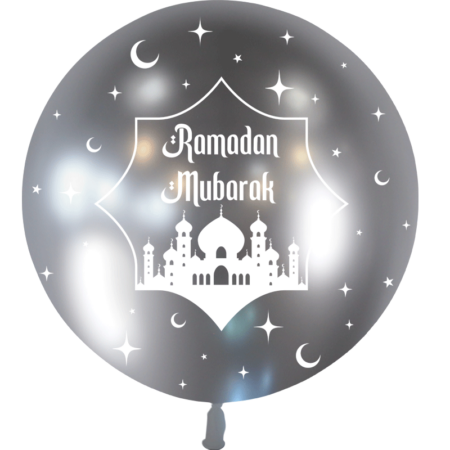 Ballon 60cm Ramadan Mubarak Brillant Argent HELIUM - PMS