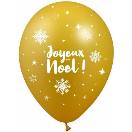 25 Ballons Latex 30cm Joyeux Noël Or - PMS
