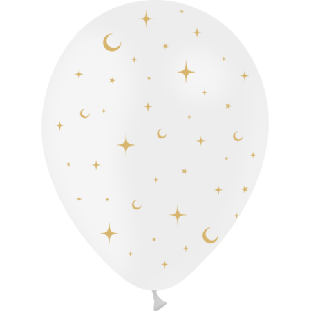 8 Ballons Latex 30cm Lune & Étoiles Blanc - PMS