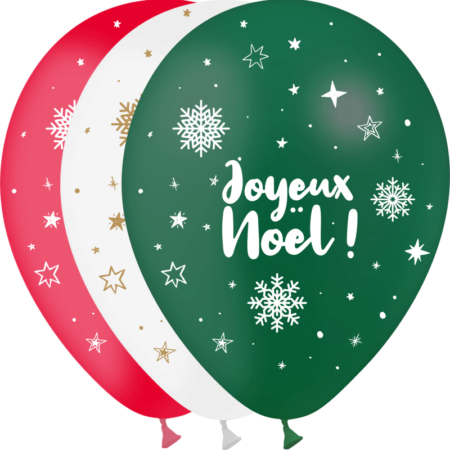 25 Ballons Latex 30cm Joyeux Noël Assortiment - PMS