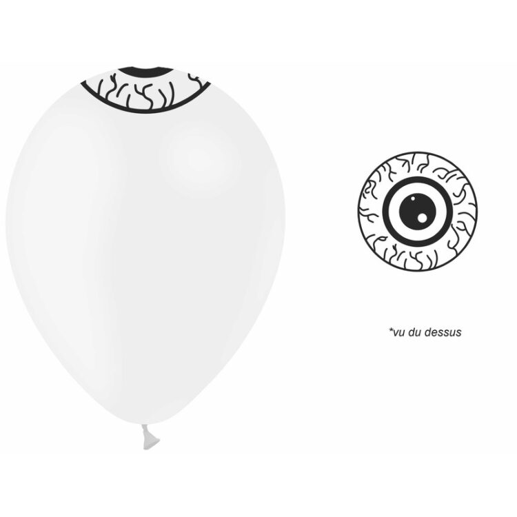 50 ballons latex Œil Veines Impression Top 5" - Ballonrama