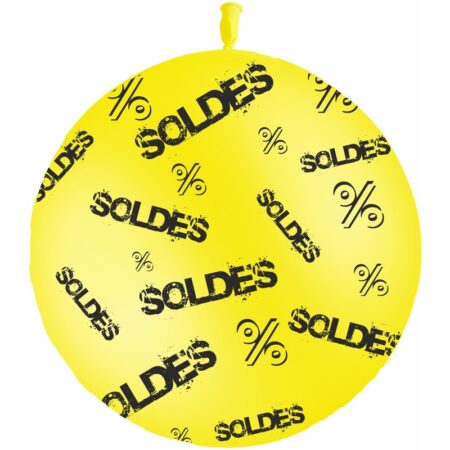 1 Ballon Latex Soldes Jaune Impression Noir Air - PMS