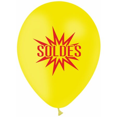 10 Ballons Latex HG95 Soldes Jaune Impression Rouge - PMS
