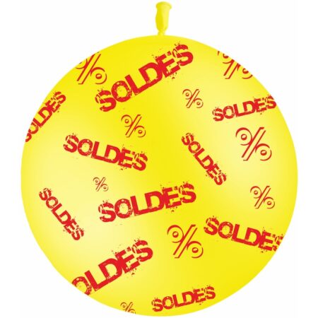 1 Ballon Latex Soldes Jaune Impression Rouge Air - PMS
